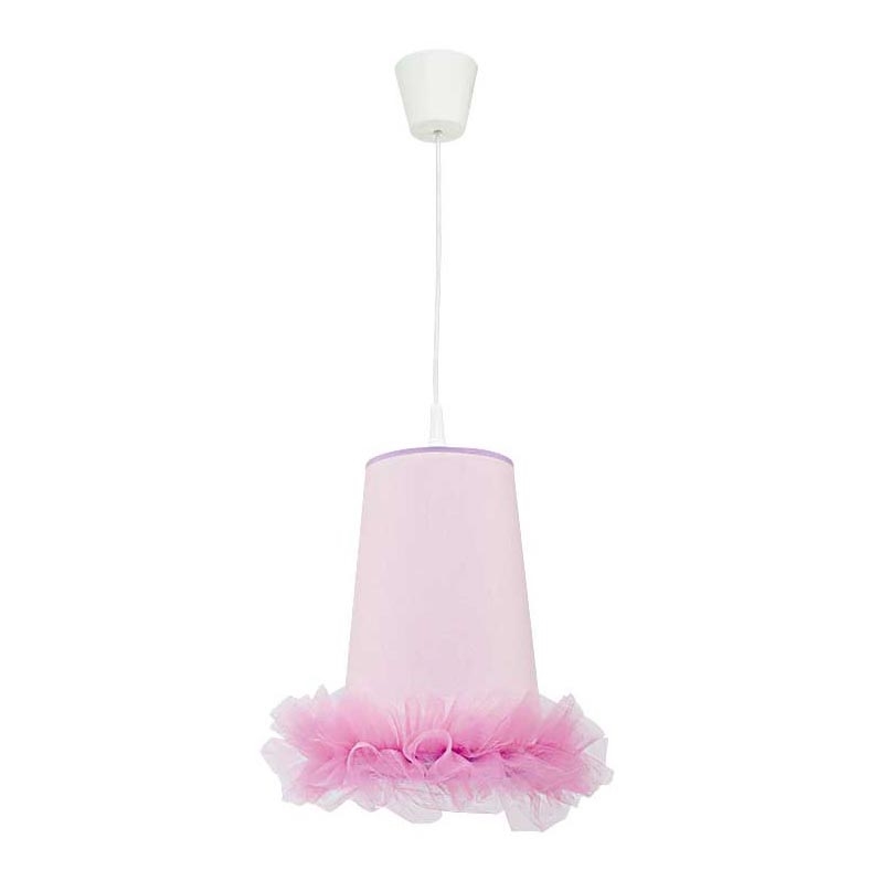 Duolla - Hängande ljuskrona med textilsladd för barn BALLET 1xE27/40W/230V diameter 21 cm rosa