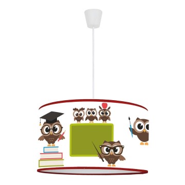 Duolla - Hängande ljuskrona med textilsladd för barn OWLS MULTI 1xE27/15W/230V diameter 35 cm