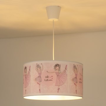 Duolla - Hängande ljuskrona med textilsladd för barn PRINT M 1xE27/40W/230V diameter 35 cm ballerina