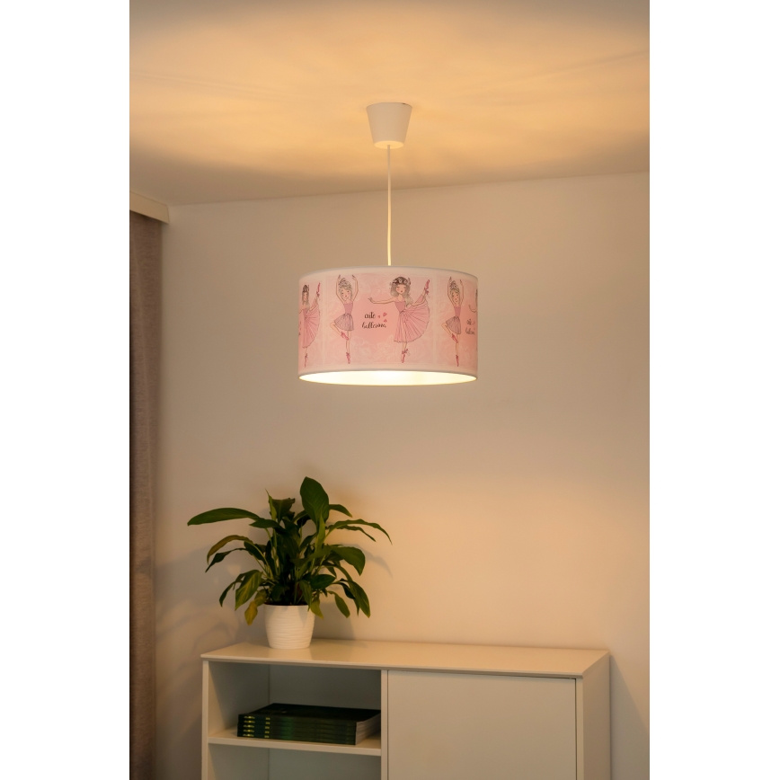 Duolla - Hängande ljuskrona med textilsladd för barn PRINT M 1xE27/40W/230V diameter 35 cm ballerina