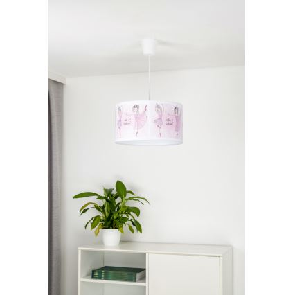 Duolla - Hängande ljuskrona med textilsladd för barn PRINT M 1xE27/40W/230V diameter 35 cm ballerina