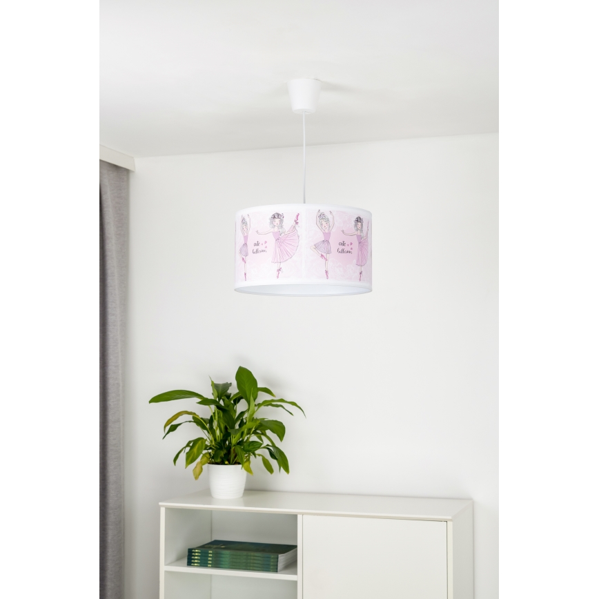Duolla - Hängande ljuskrona med textilsladd för barn PRINT M 1xE27/40W/230V diameter 35 cm ballerina