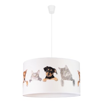 Duolla - Hängande ljuskrona med textilsladd för barn PRINT M 1xE27/40W/230V diameter 35 cm djur