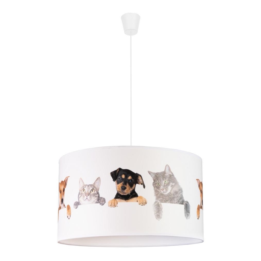 Duolla - Hängande ljuskrona med textilsladd för barn PRINT M 1xE27/40W/230V diameter 35 cm djur