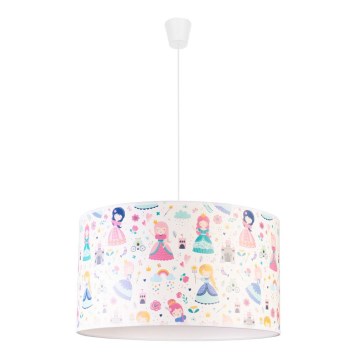 Duolla - Hängande ljuskrona med textilsladd för barn PRINT M 1xE27/40W/230V diameter 35 cm prinsessa