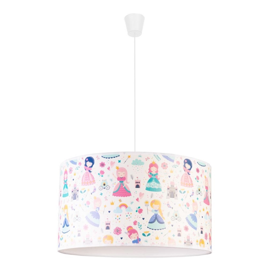 Duolla - Hängande ljuskrona med textilsladd för barn PRINT M 1xE27/40W/230V diameter 35 cm prinsessa