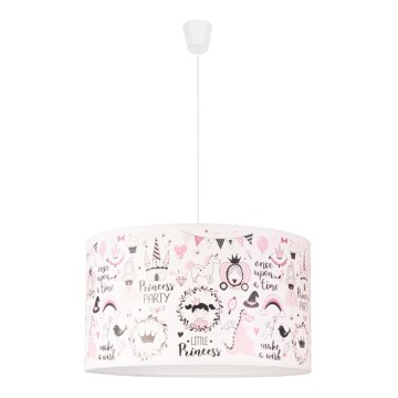 Duolla - Hängande ljuskrona med textilsladd för barn PRINT M 1xE27/40W/230V diameter 35 cm saga