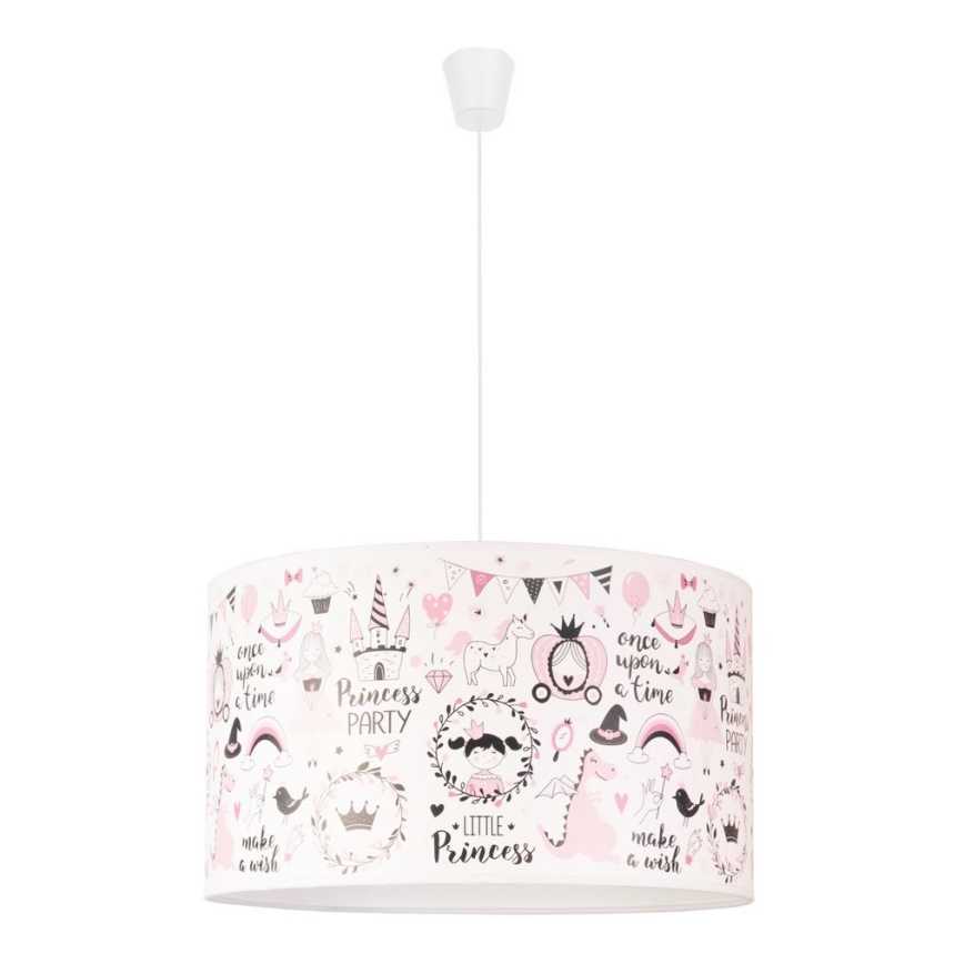 Duolla - Hängande ljuskrona med textilsladd för barn PRINT M 1xE27/40W/230V diameter 35 cm saga