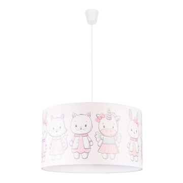 Duolla - Hängande ljuskrona med textilsladd för barn PRINT M 1xE27/40W/230V diameter 35 cm smådjur