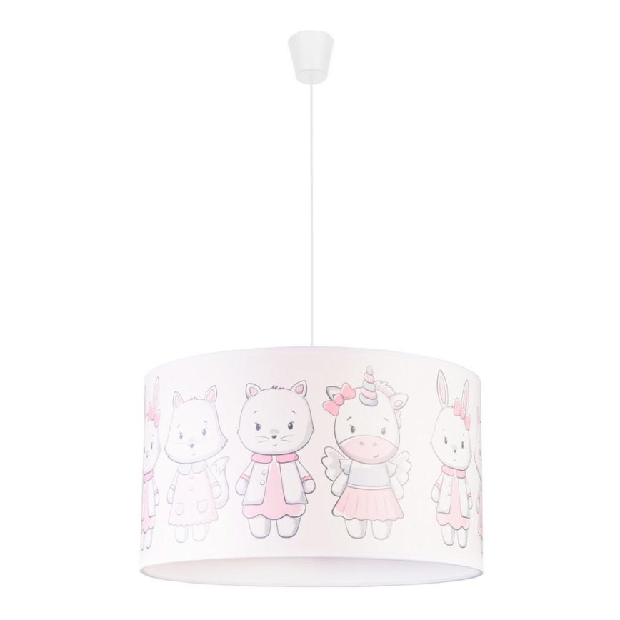 Duolla - Hängande ljuskrona med textilsladd för barn PRINT M 1xE27/40W/230V diameter 35 cm smådjur