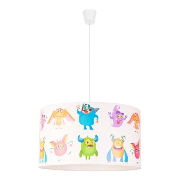 Duolla - Hängande ljuskrona med textilsladd för barn PRINT M 1xE27/40W/230V diameter 35 cm troll
