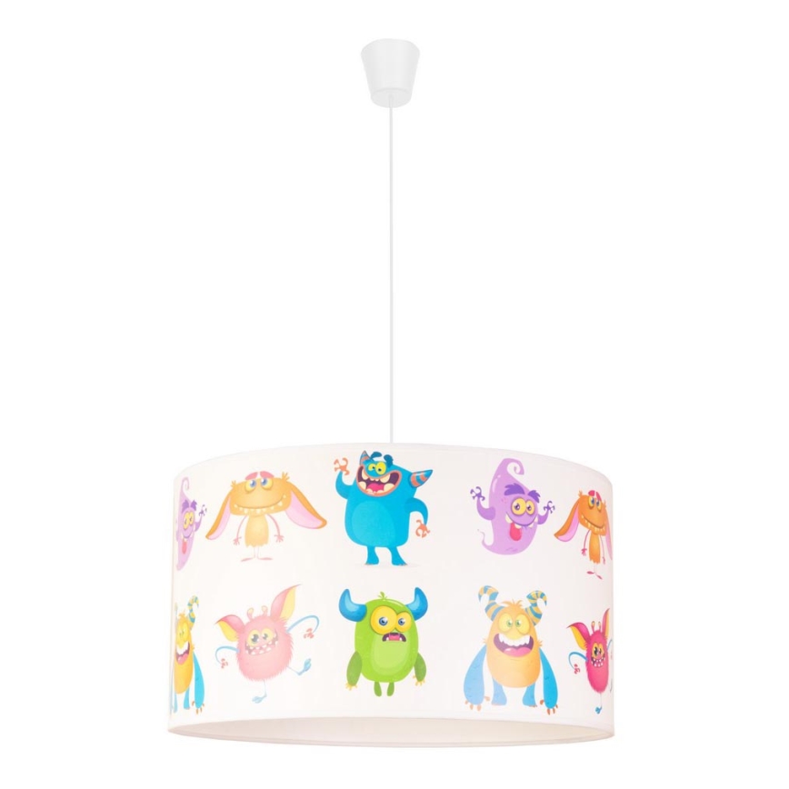 Duolla - Hängande ljuskrona med textilsladd för barn PRINT M 1xE27/40W/230V diameter 35 cm troll