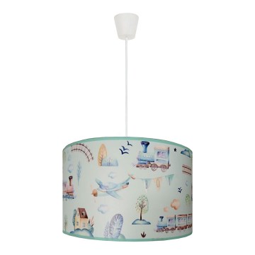 Duolla - Hängande ljuskrona med textilsladd för barn TRAIN 1xE27/15W/230V diameter 35 cm