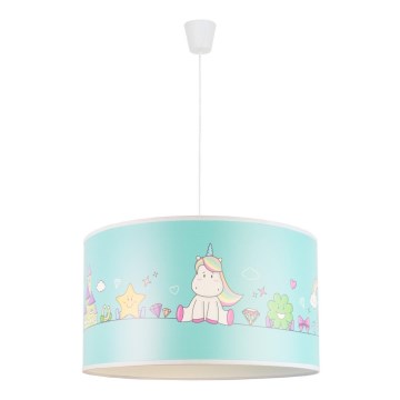 Duolla - Hängande ljuskrona med textilsladd för barn UNICORN 1xE27/15W/230V diameter 35 cm