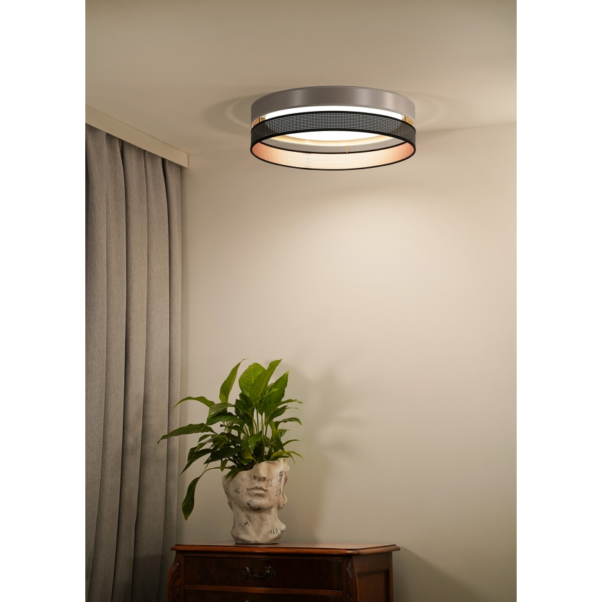 Duolla - LED taklampa ROLLER DUO SHINY LED/24W/230V diameter 45 cm silver/svart