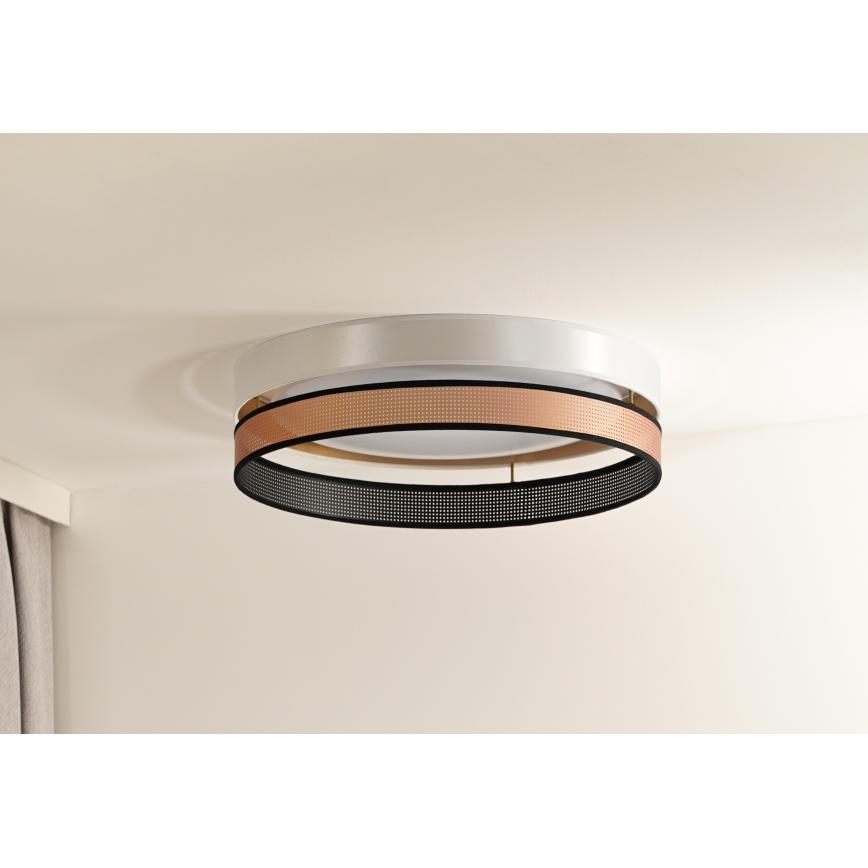 Duolla - LED taklampa ROLLER DUO SHINY LED/24W/230V diameter 45 cm vit/koppar