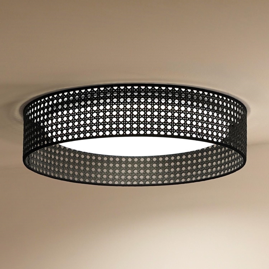 Duolla - LED taklampa ROLLER RATTAN LED/24W/230V diameter 45 cm svart