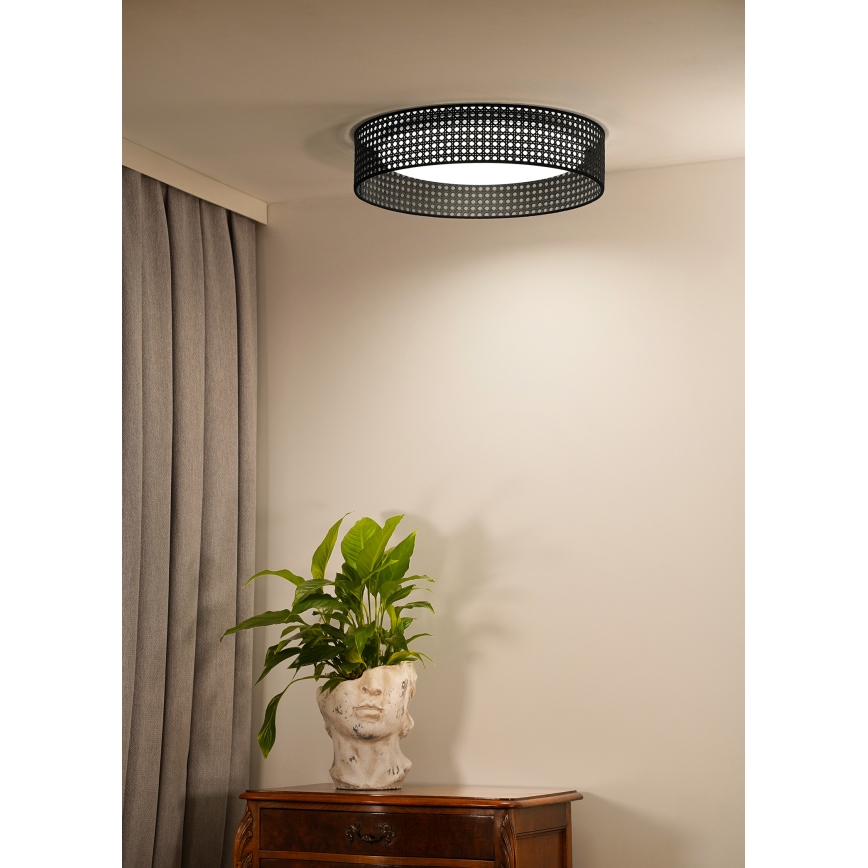 Duolla - LED taklampa ROLLER RATTAN LED/24W/230V diameter 45 cm svart