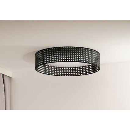Duolla - LED taklampa ROLLER RATTAN LED/24W/230V diameter 45 cm svart
