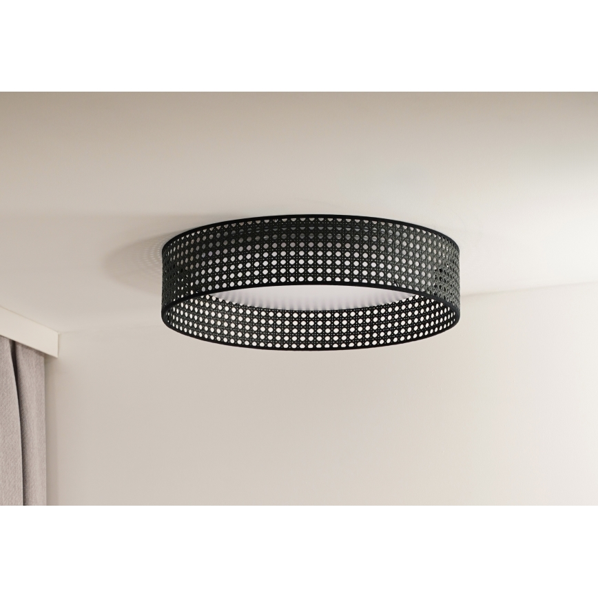Duolla - LED taklampa ROLLER RATTAN LED/24W/230V diameter 45 cm svart