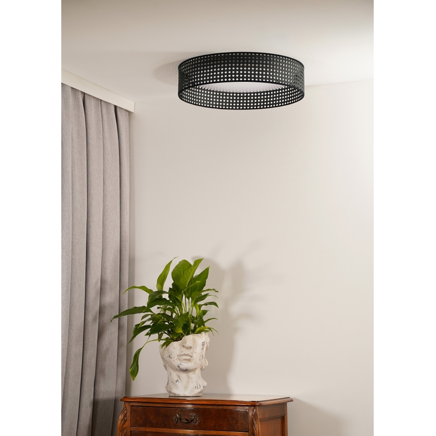 Duolla - LED taklampa ROLLER RATTAN LED/24W/230V diameter 45 cm svart