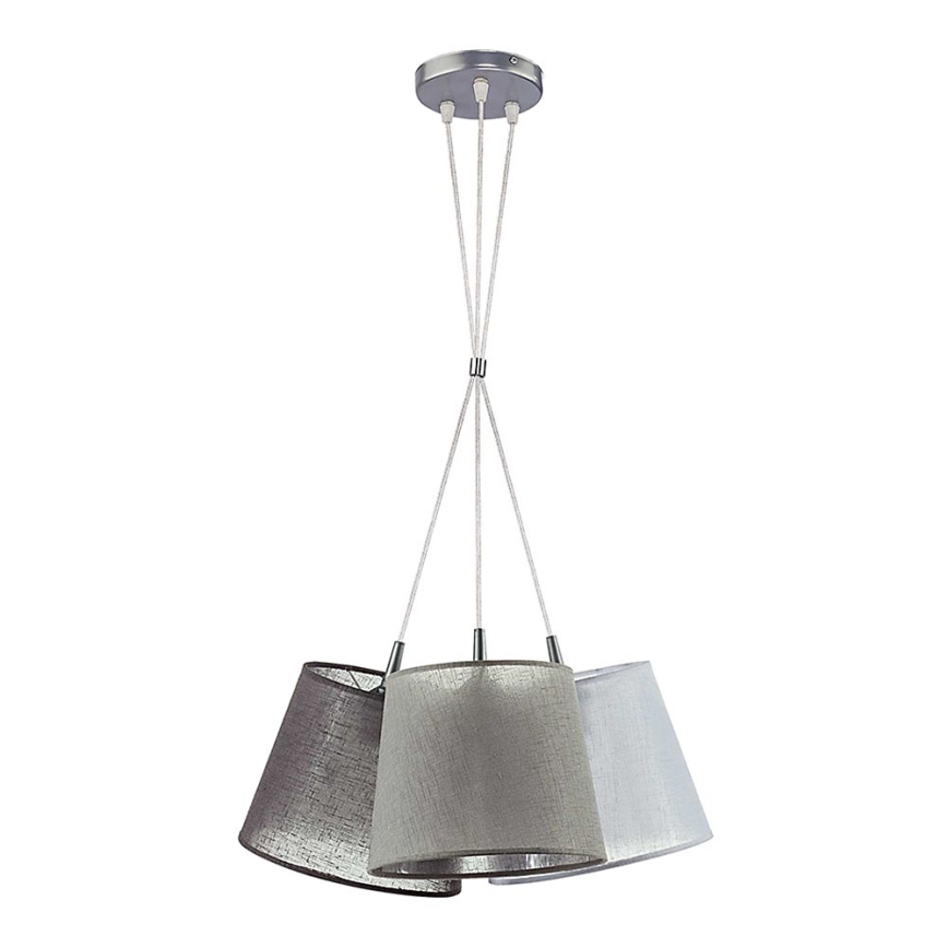 Duolla - Ljuskrona med snöre rosa 3xE27/40W/230V antracit/grå