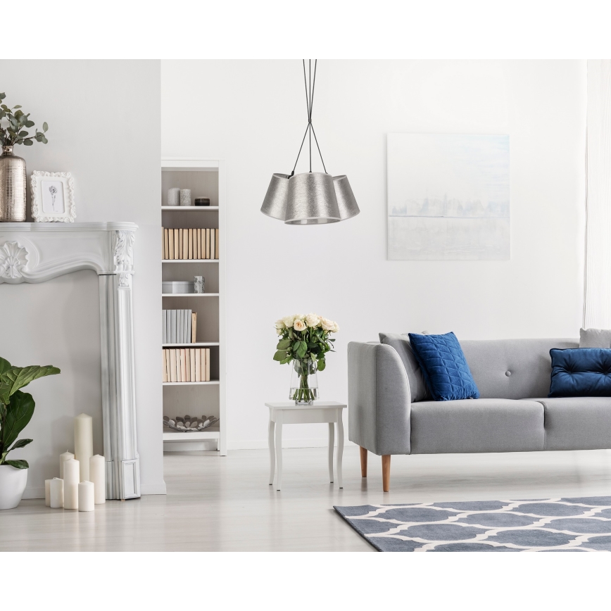 Duolla - Ljuskrona med snöre rosorSA 3xE27/40W/230V silver