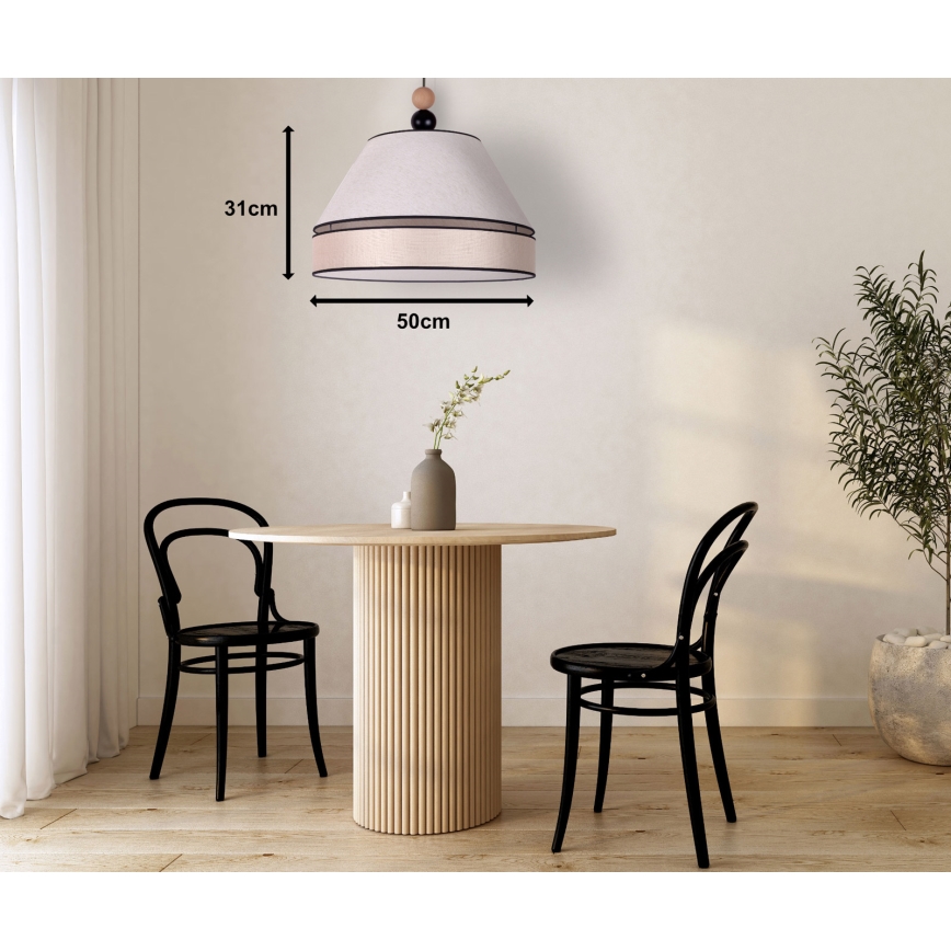 Duolla - Ljuskrona med textilsladd AVIGNON 1xE27/15W/230V diameter 50 cm beige