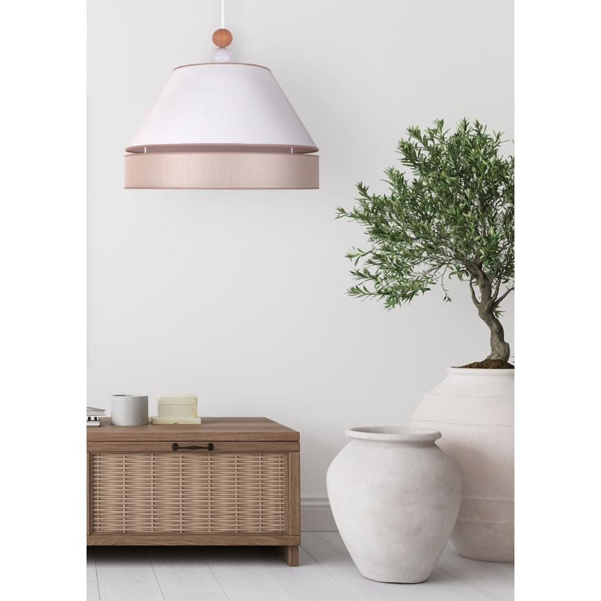 Duolla - Ljuskrona med textilsladd AVIGNON 1xE27/15W/230V diameter 50 cm vit/beige