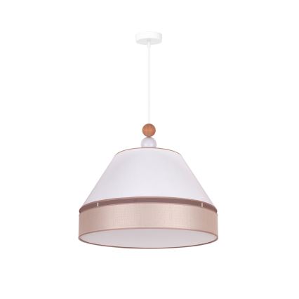 Duolla - Ljuskrona med textilsladd AVIGNON 1xE27/15W/230V diameter 50 cm vit/beige