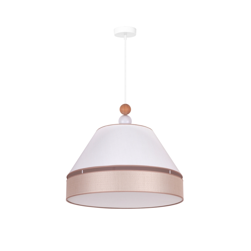 Duolla - Ljuskrona med textilsladd AVIGNON 1xE27/15W/230V diameter 50 cm vit/beige