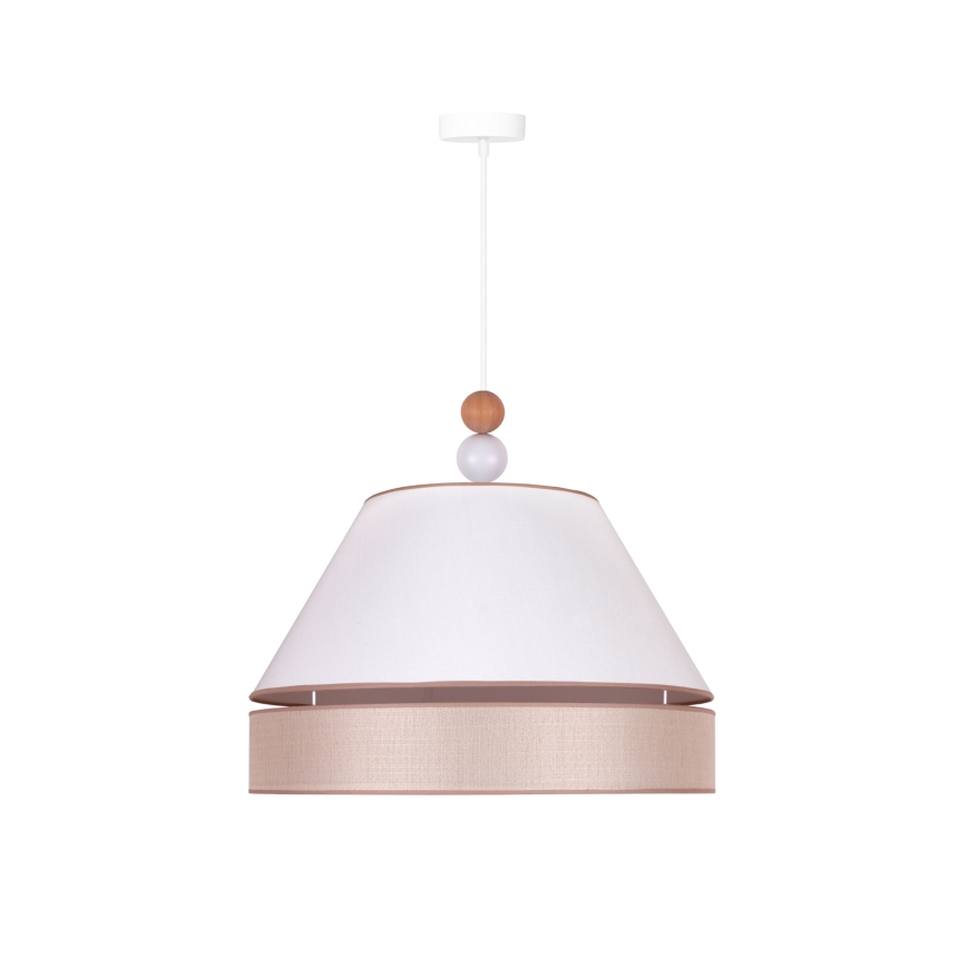 Duolla - Ljuskrona med textilsladd AVIGNON 1xE27/15W/230V diameter 50 cm vit/beige
