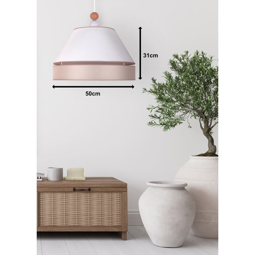 Duolla - Ljuskrona med textilsladd AVIGNON 1xE27/15W/230V diameter 50 cm vit/beige