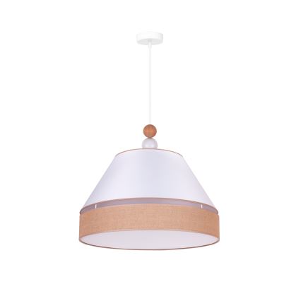 Duolla - Ljuskrona med textilsladd AVIGNON 1xE27/15W/230V diameter 50 cm vit/brun