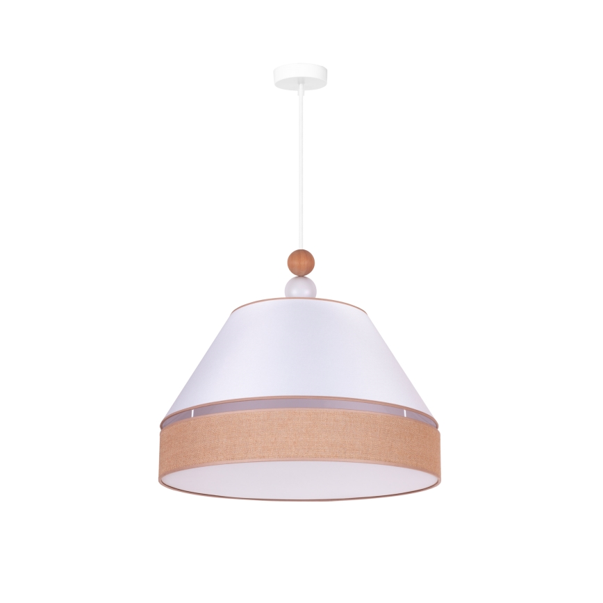 Duolla - Ljuskrona med textilsladd AVIGNON 1xE27/15W/230V diameter 50 cm vit/brun