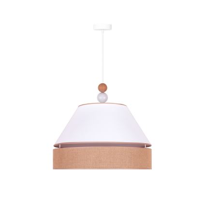 Duolla - Ljuskrona med textilsladd AVIGNON 1xE27/15W/230V diameter 50 cm vit/brun