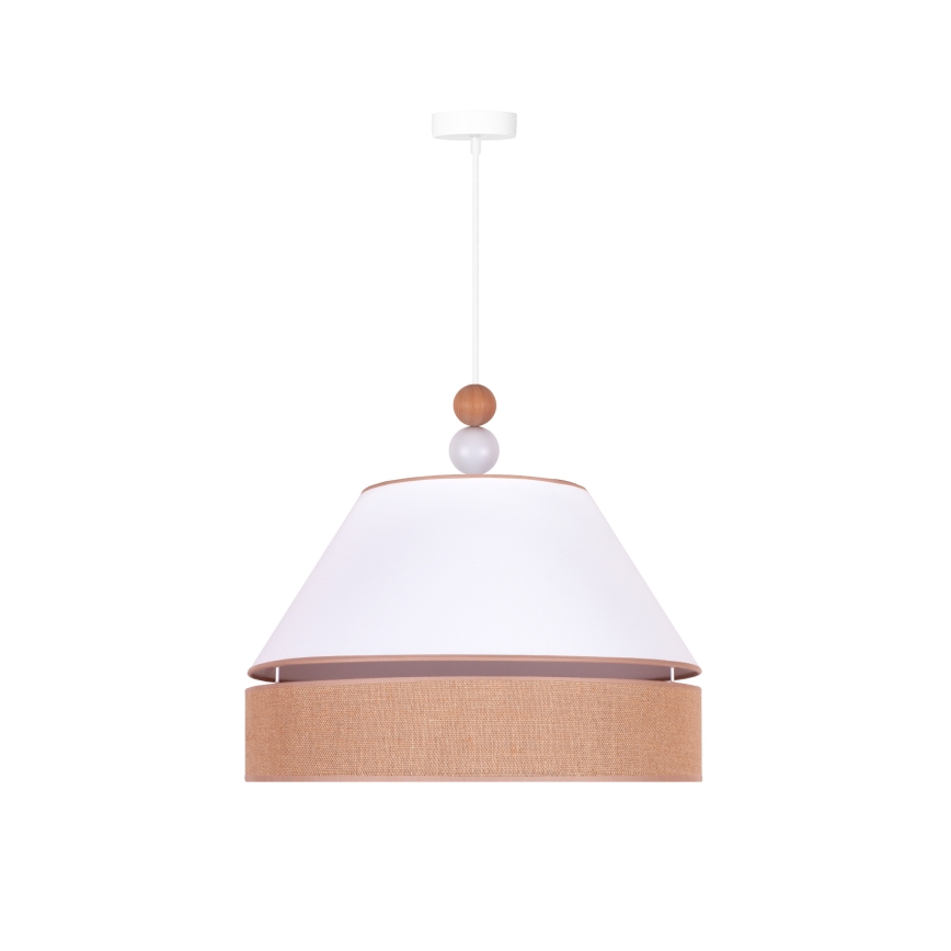 Duolla - Ljuskrona med textilsladd AVIGNON 1xE27/15W/230V diameter 50 cm vit/brun