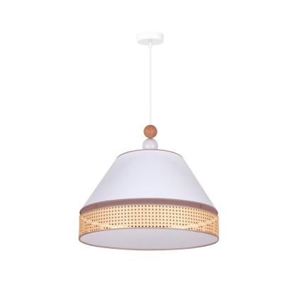 Duolla - Ljuskrona med textilsladd AVIGNON 1xE27/15W/230V diameter 50 cm vit/rotting