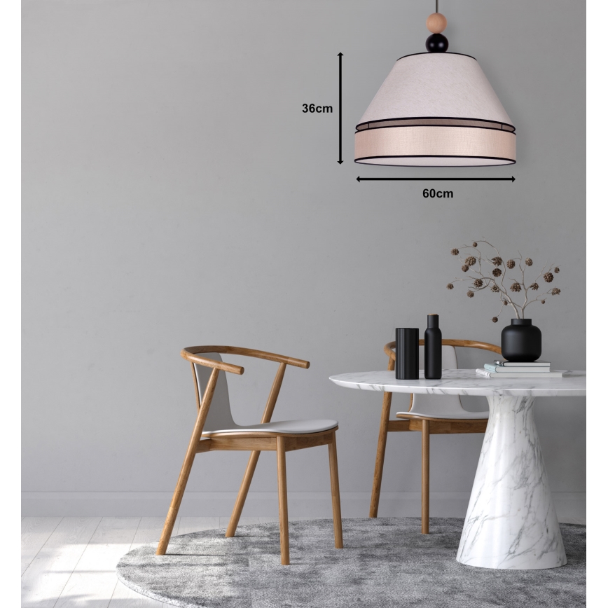 Duolla - Ljuskrona med textilsladd AVIGNON 1xE27/15W/230V diameter 60 cm beige