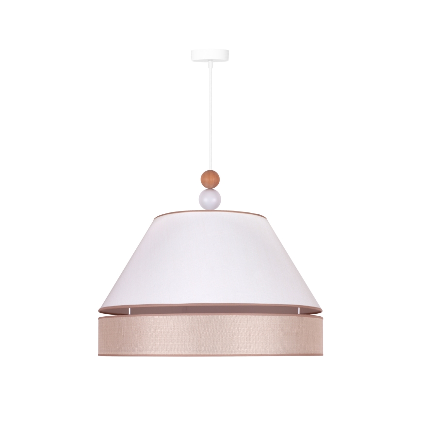 Duolla - Ljuskrona med textilsladd AVIGNON 1xE27/15W/230V diameter 60 cm vit/beige