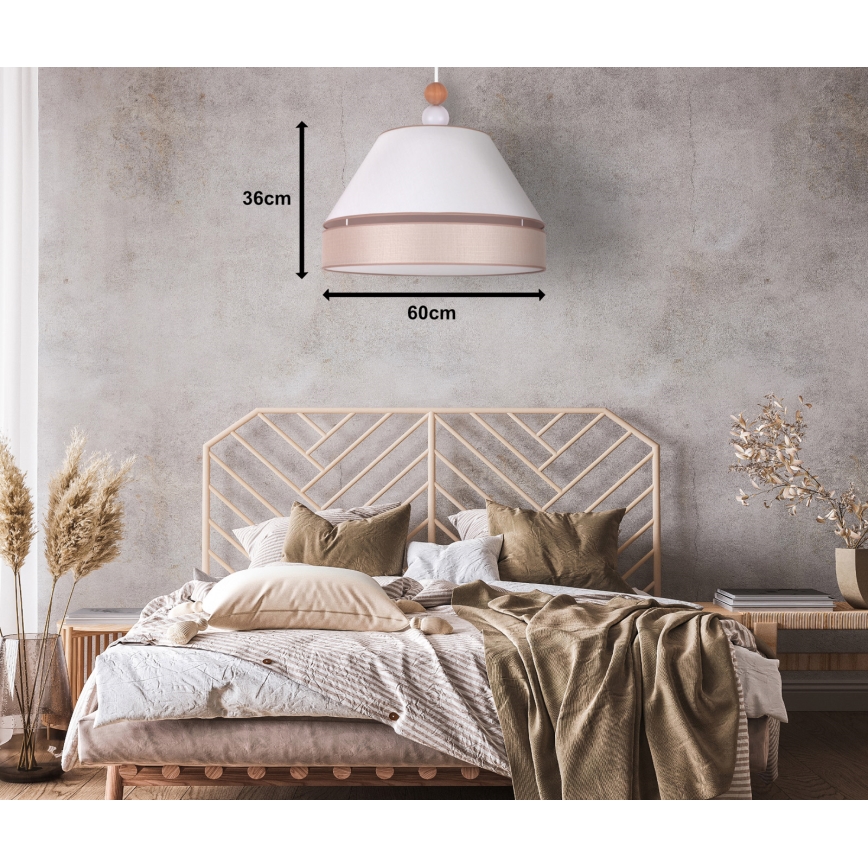 Duolla - Ljuskrona med textilsladd AVIGNON 1xE27/15W/230V diameter 60 cm vit/beige