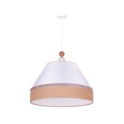 Duolla - Ljuskrona med textilsladd AVIGNON 1xE27/15W/230V diameter 60 cm vit/brun