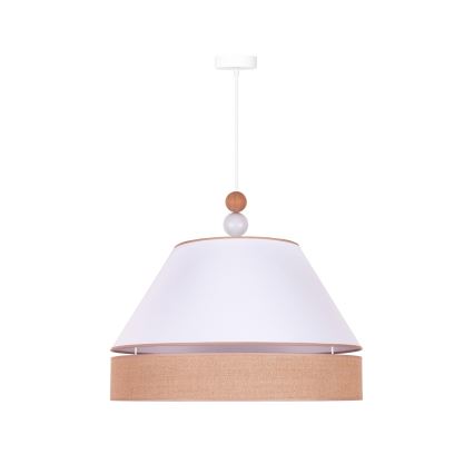 Duolla - Ljuskrona med textilsladd AVIGNON 1xE27/15W/230V diameter 60 cm vit/brun