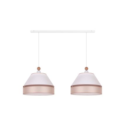 Duolla - Ljuskrona med textilsladd AVIGNON 2xE27/15W/230V vit/beige
