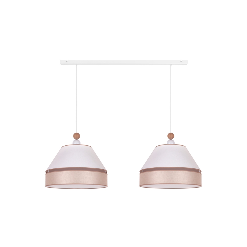 Duolla - Ljuskrona med textilsladd AVIGNON 2xE27/15W/230V vit/beige