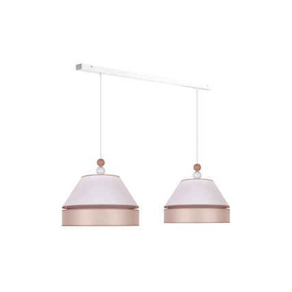 Duolla - Ljuskrona med textilsladd AVIGNON 2xE27/15W/230V vit/beige