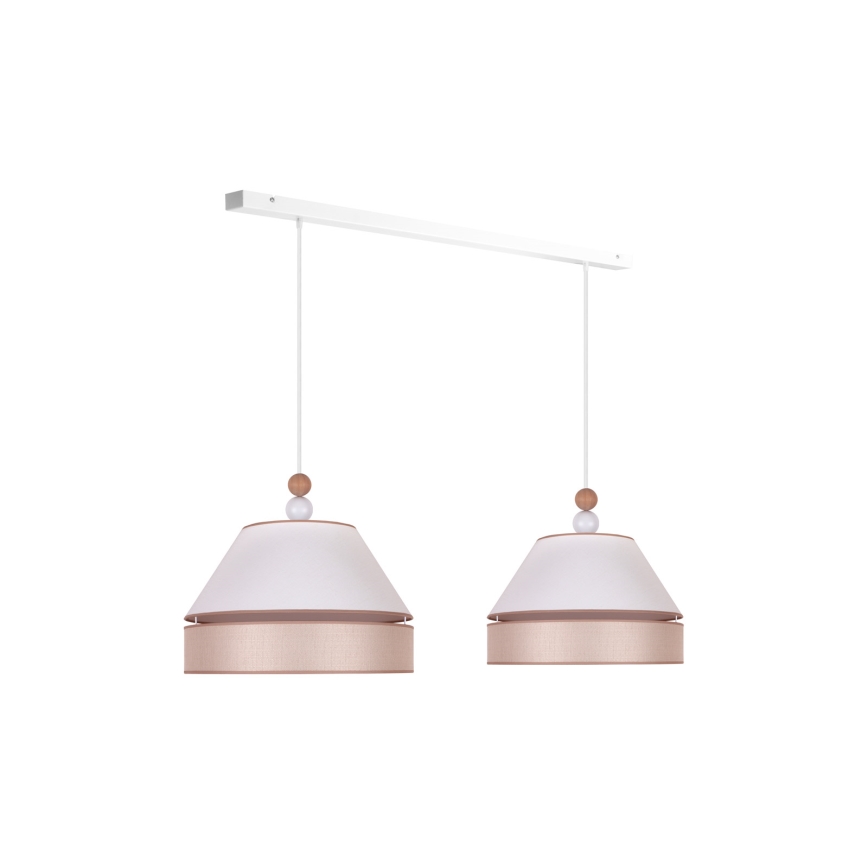 Duolla - Ljuskrona med textilsladd AVIGNON 2xE27/15W/230V vit/beige