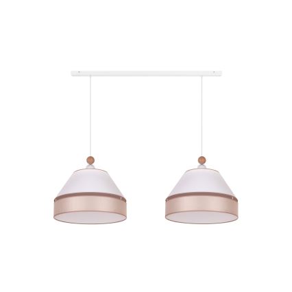 Duolla - Ljuskrona med textilsladd AVIGNON 2xE27/15W/230V vit/beige