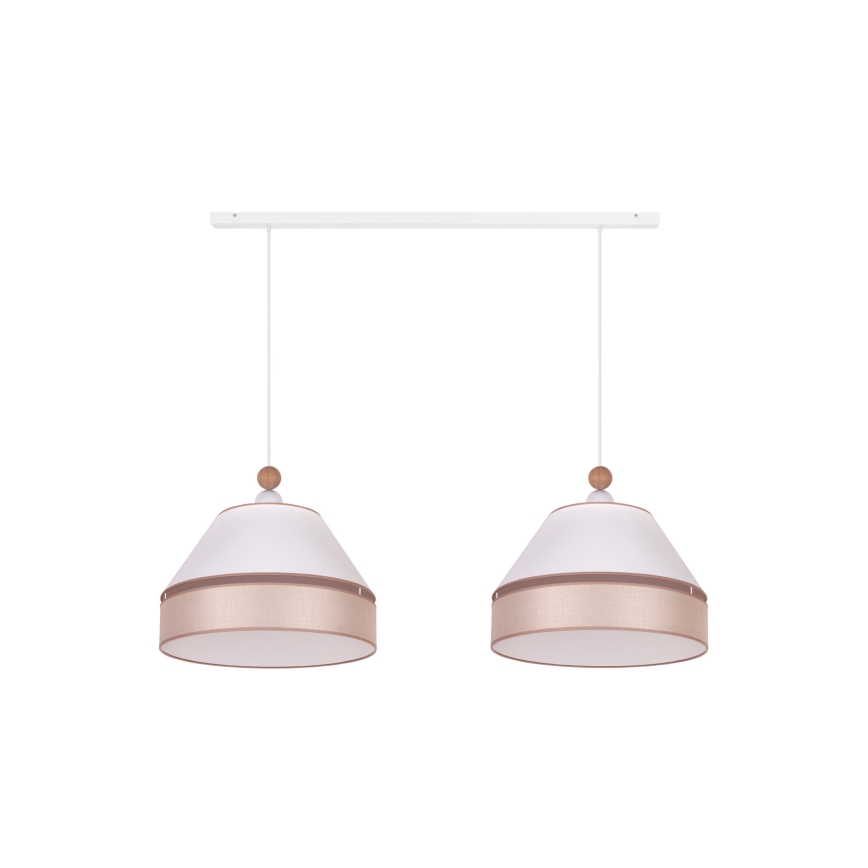 Duolla - Ljuskrona med textilsladd AVIGNON 2xE27/15W/230V vit/beige