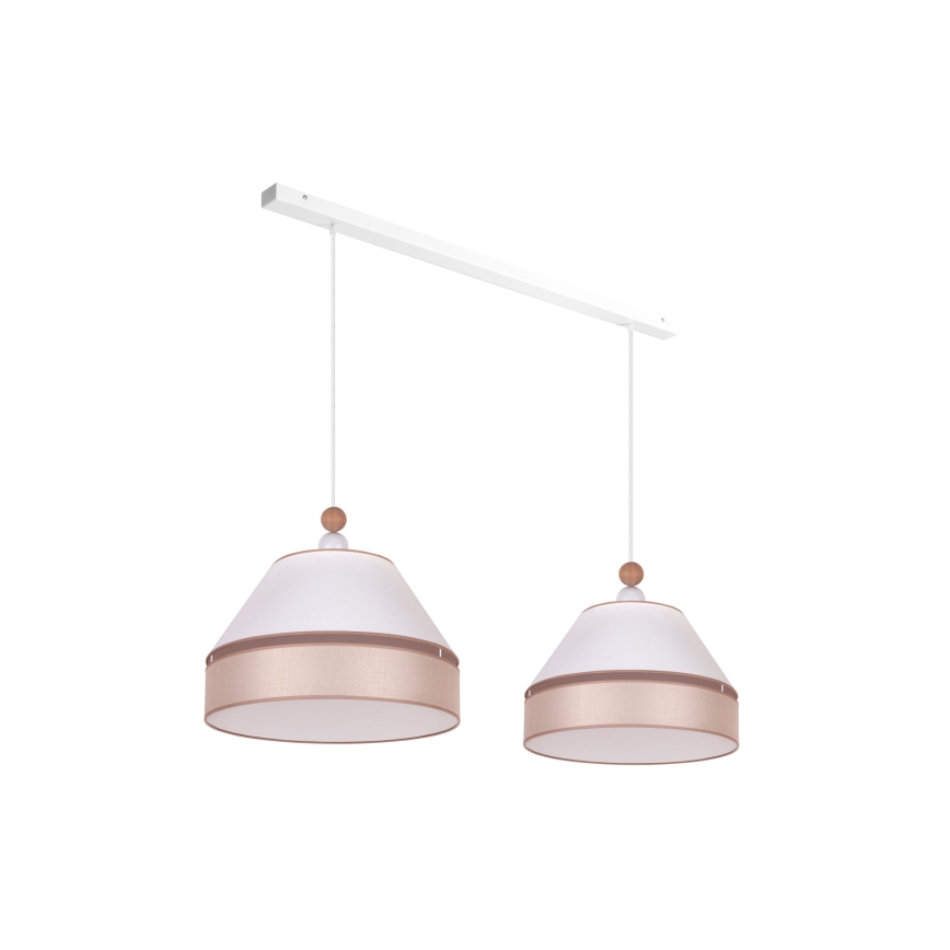 Duolla - Ljuskrona med textilsladd AVIGNON 2xE27/15W/230V vit/beige